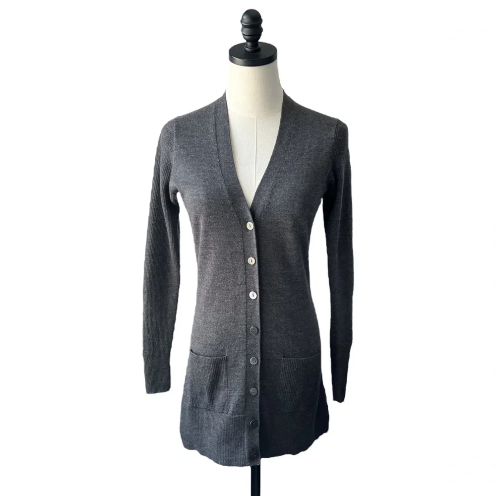 Brooks Brothers Longline Merino Wool Cardigan | SMALL